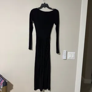 STAUD Gres Draped Midi Dress Size XS Black Long Sleeve thumbnail 2