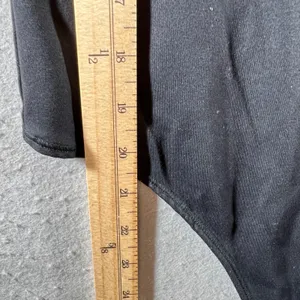 1012|Abercrombie & Fitch Soft AF Asymmetrical Long Sleeve Bodysuit Black Women S thumbnail 3