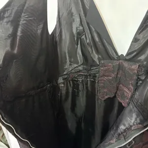 Vintage 90s Y2K Black Brown Lace Slip Dress Dark Romantic Whimsigoth Goth Sz M thumbnail 10