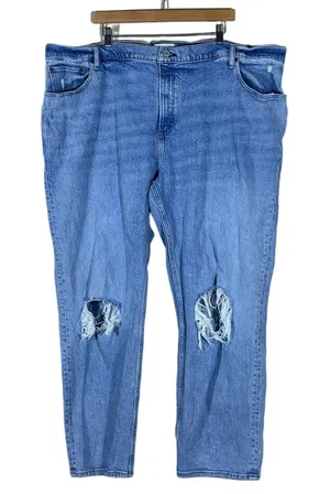 Abercrombie & Fitch 90s Straight Ultra High Rise Distressed Jeans Blue Size 37 thumbnail 1
