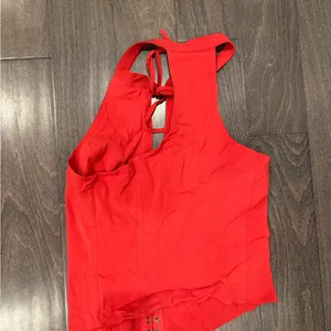 Free People Vibrant Red Crop Top thumbnail 4