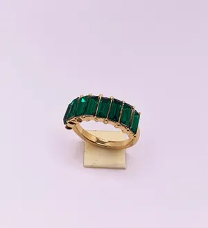 Boutique Gold Ring Green Baguette Cut Stones thumbnail 7