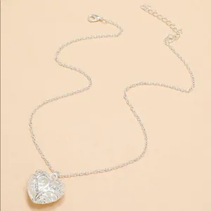 Glow in the Dark Heart Charm silver necklace thumbnail 2