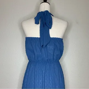NWT Pretty Garden Blue Halter Tiered Maxi Dress, Sz Small thumbnail 9
