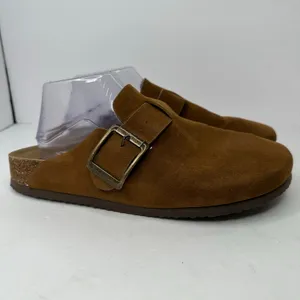 SM New York Brynlee Suede Clog Mules Sz 10 Tan Buckle Boston Style Slip On thumbnail 11
