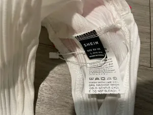 SHEIN White Ribbed Halter Crop Top thumbnail 2