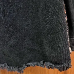 ZARA Contrast Black Denim & Tweed Plaid Mix Snaps Outer Jacket Shaket Size Large thumbnail 14