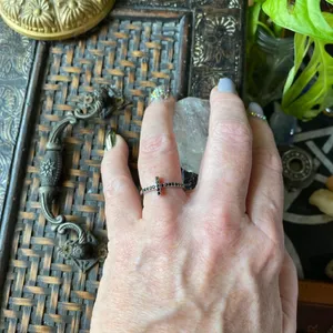 Sterling Silver Black Cz Sideways Cross Ring Silver thumbnail 6