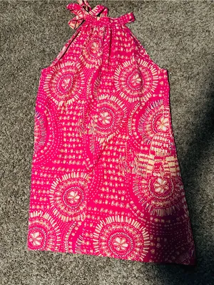 SHEIN Hot Pink Printed Halter sundress or Swim Cover-Up thumbnail 3