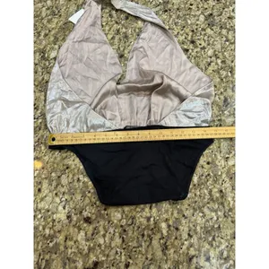 Allsaints Dora champagne bodysuit One Piece Size 10 MSRP‎ $169 Metallic Halter thumbnail 10