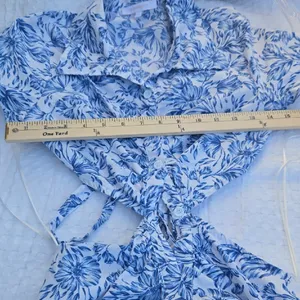 Olivaceous Blue and White Floral Mini Dress Size M thumbnail 7