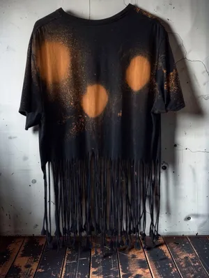 AC/DC Back in Black Bleached Fringe Band Tee Rock Grunge XL thumbnail 8