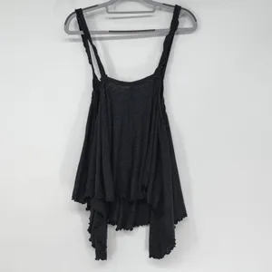 We The Free Free People Medium Gray Button Front Shark Bite Hem‎ Cami Tank thumbnail 3