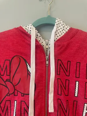 Disney Red Minnie Graphic Zip-Up Hoodie ladies medium to large fit like new thumbnail 2