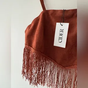 NEW!! CIDER Brown Fringe Tassel Boho Western Crop Top thumbnail 2