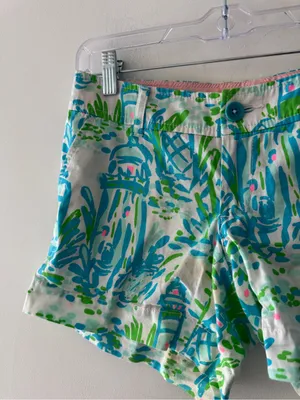 Lilly Pulitzer Callahan Shorts Lighthouse Seaweed Print Size 0‎ thumbnail 3