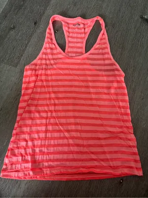Joe Boxer Striped Racerback Tank Top - Neon Coral Pink (S) thumbnail 1
