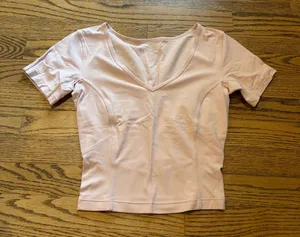 Lululemon Nulu Cropped Slim Yoga Short Sleeve Pink Mist thumbnail 1