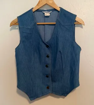 Vintage Sears Denim Button Vest Blue Size 10 thumbnail 1