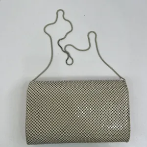 Elka Small Handbag Clutch Cream Metal Mesh Vintage Gold Tone Chain Evening Bag thumbnail 5