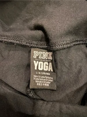 Victoria’s Secret PINK black yoga leggings pants size large white detail thumbnail 4