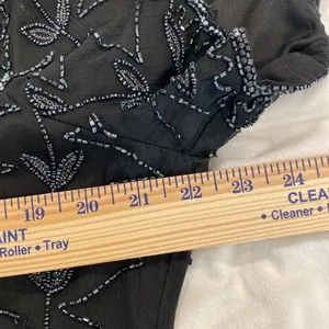Cote d’ Azur Vintage 1980s Beaded Black Sequin Short Sleeve Blouse XL Classic thumbnail 10