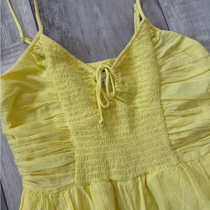 Aerie Yellow Smocked Keyhole Beachy Romantic Summer Yellow Romper size small thumbnail 8