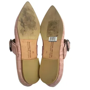 Freda Salvador Ivy Mary Jane Flats Pointed Toe Embossed Leather Pink‎ Croc Sz 7 thumbnail 7