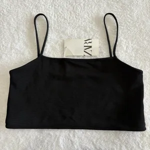 NWT Zara Mid Ribbed‎ Black Tank Size Small NEW With Tags thumbnail 1