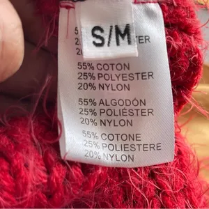 WISHFUL THINKING Red Chenille Eyelash Knit Chunky Off Shoulder Sweater - Sz S/M thumbnail 10