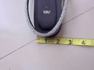 Zara RHINESTONE FLAT SANDALS size 39 Black Color thumbnail 5