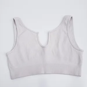 Ribbed Sleeveless Open Neckline Sports Bra thumbnail 2