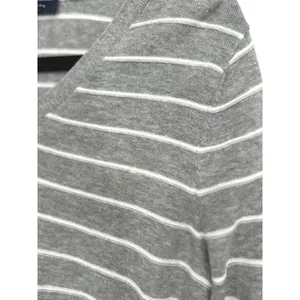 Tommy Hilfiger Sweater Womens Small Gray Striped V-Neck Pullover‎ Preppy Coastal thumbnail 3
