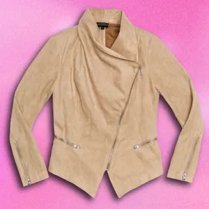 Size‎ Large Y2K Rampage Tan Faux Suede Zipper Light Jacket thumbnail 1