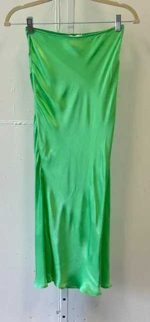 Topshop Green Satin Bias Cut Midi Skirt High Waisted Emerald US 0 thumbnail 1