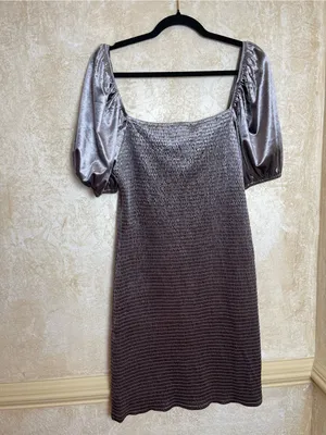 Anthropologie Mare Mare Balloon Sleeve Mini Velvet Smoked Dress Sz L thumbnail 5