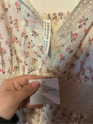 American eagle Floral Lace Trim Handkerchief Hem midi Sundress XXl thumbnail 6