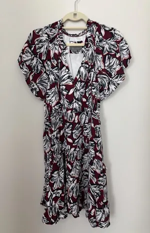 Anthropologie Maroon Floral Midi Dress thumbnail 1
