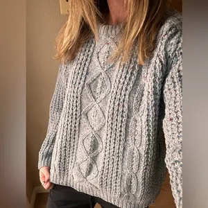 Gaeltarra Blue fisherman cable knit wool sweater hand loomed Ireland Size 42 thumbnail 4