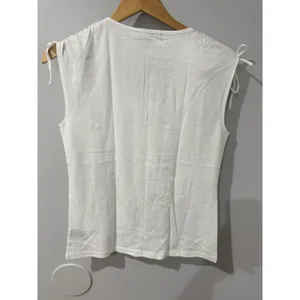 NWT Lauren Ralph Lauren White Short Sleeve Sz M T-Shirt Top Shoulder Cinching U thumbnail 6