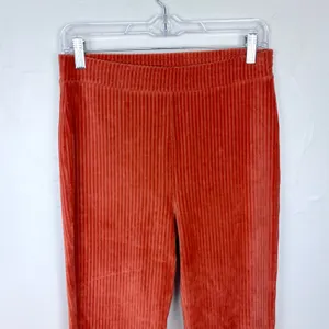 Aerie Groove On Velour Pants Flared Leggings Burnt Orange Cinnabar Size Medium thumbnail 3