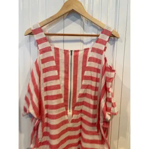 Soft Surroundings Red And White Stripe Cold‎ Shoulder Tunic/Dress Size Medium thumbnail 5