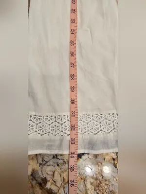 Old Navy Embroidered Swing Dress pintuck Pleats Lace Cream M thumbnail 6