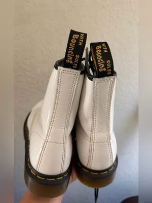 Dr. Martens 1460 White Patent Leather Boots - Womens Size 7 White Patent 8-Eye thumbnail 11