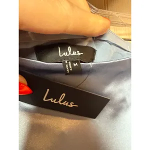 NWT Lulus Demure Sweetie Slate Blue Satin Strapless Two-Piece Midi Dress Sz M thumbnail 7