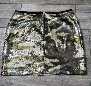 Glamorous Sequin Mini Skirt in Black and Gold Silver Size M thumbnail 1