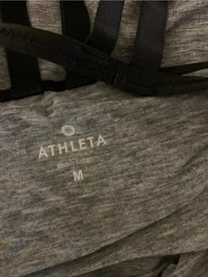 Athleta M Gray Heather Strappy Back Tank Top Side Slit Athletic thumbnail 4