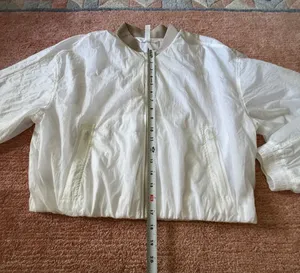 Athleta White Lightweight Cropped Bomber Jacket Full Zip Women’s M thumbnail 4