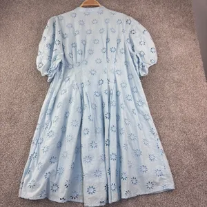 Belle Isle by Torrid Blue Eyelet Cotton Midi Dress Women 14 Cottagecore Romantic thumbnail 11