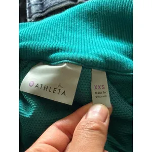 Athleta Half Mile Running‎ Light Weight Jacket Teal Green Hooded Half Zip Sz 2XS thumbnail 4
